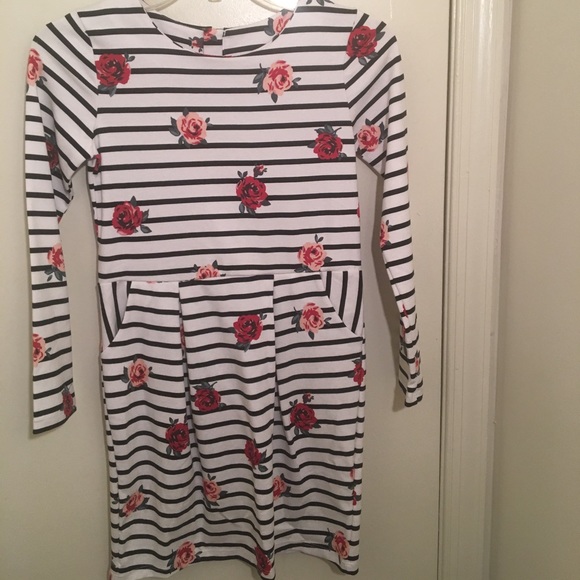 black and white striped flower girl dress